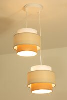 Pendelleuchte Stoff Weiß Sandfarben E27 Ø30 cm