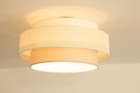 Deckenlampe Stoff Weiß Ecru E27 Ø40 cm...