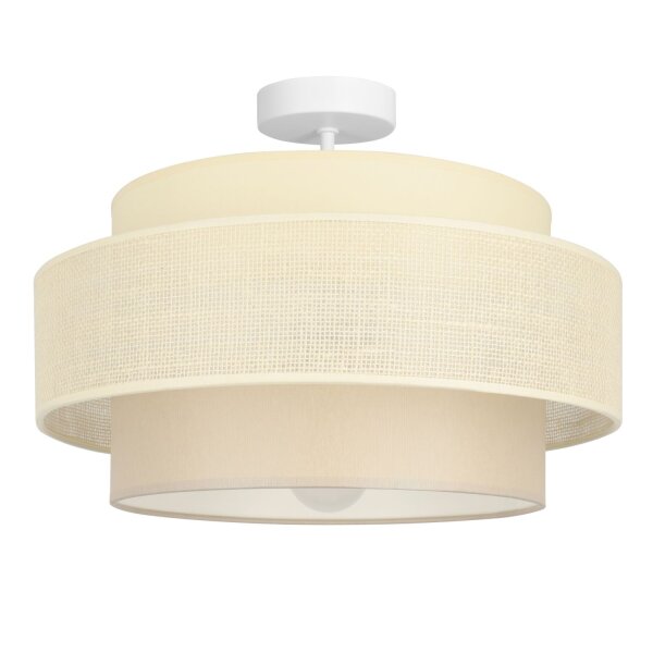 Deckenlampe Stoff Weiß Ecru E27 Ø40 cm dekorativ