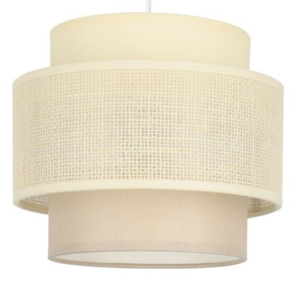 Pendelleuchte Stoff Weiß Ecru E27 Ø20 cm gemütlich