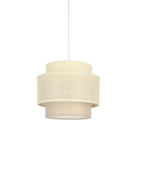 Pendelleuchte Stoff Weiß Ecru E27 Ø20 cm gemütlich