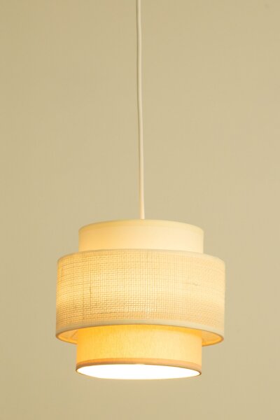 Pendelleuchte Stoff Weiß Ecru E27 Ø20 cm gemütlich