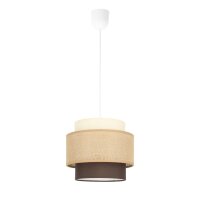Pendelleuchte Stoffschirm Wei&szlig; Ecru E27 &Oslash;20 cm