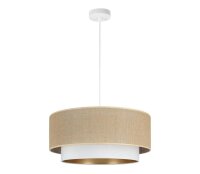 Pendelleuchte Stoff Jute Wei&szlig; Beige E27 &Oslash;45 cm