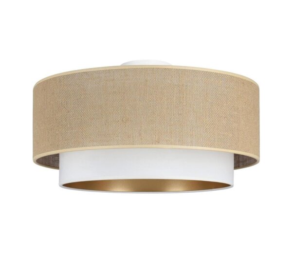 Deckenlampe Stoff Jute Weiß Beige E27 Ø45 cm wohnlich