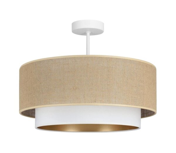 Deckenlampe Stoff Jute Weiß Beige E27 Ø45 cm blendarm