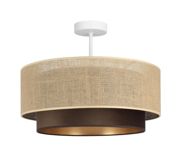 Deckenlampe Stoff Jute Beige Weiß E27 Ø45 cm wohnlich