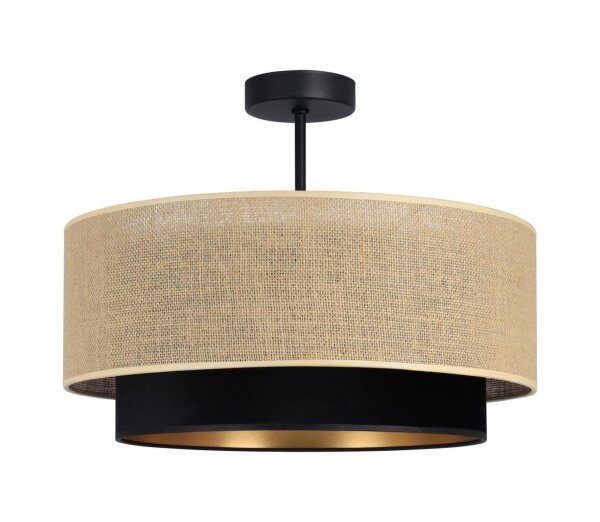 Deckenlampe Stoff Jute Schwarz E27 Ø45 cm gemütlich