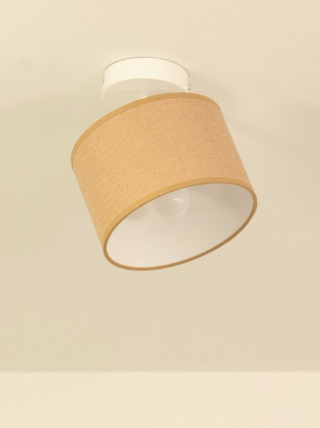 Deckenspot schwenkbar Stoff Weiß Dunkelsand E27 L:18 cm