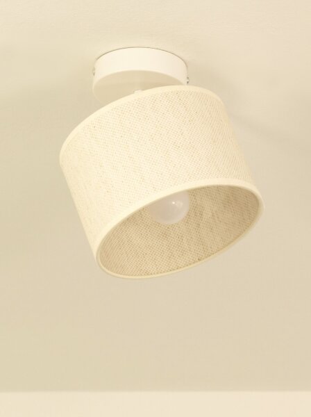 Deckenspot schwenkbar Stoff Weiß Creme E27 L:18 cm