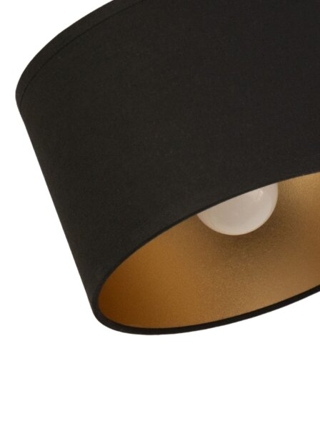 Deckenspot schwenkbar Stoff Schwarz Gold E27 L:18 cm