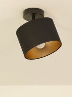 Deckenspot schwenkbar Stoff Schwarz Gold E27 L:18 cm