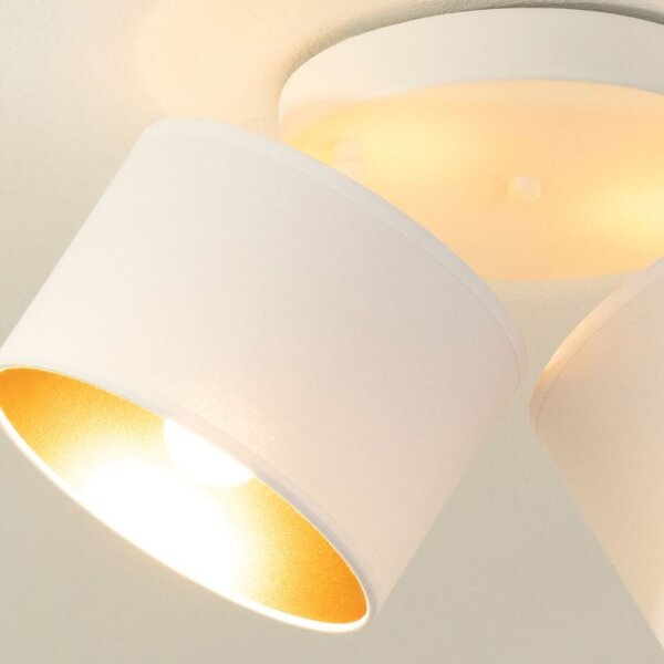 Deckenspot schwenkbar Stoff Weiß Gold E27 L:45 cm