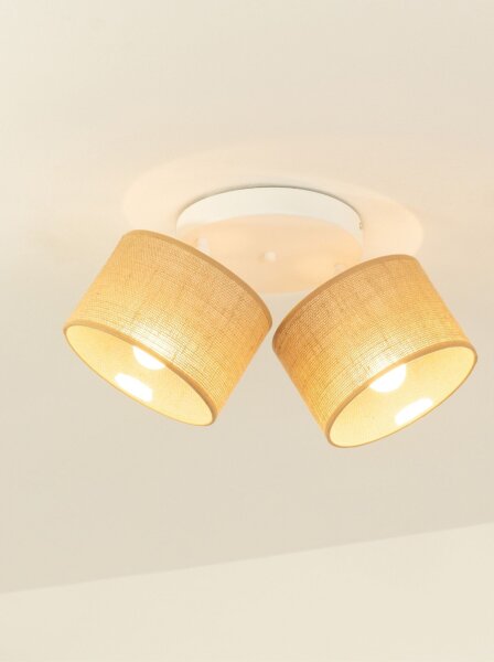 Deckenspot verstellbar Stoff Weiß Beige E27 L:45 cm