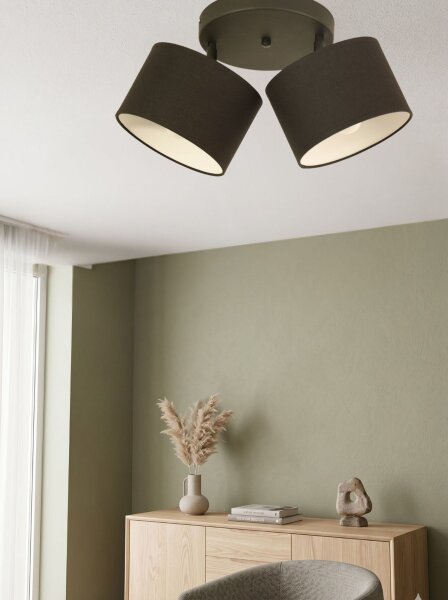 Deckenspot verstellbar Stoff Schwarz Weiß E27 L:45 cm
