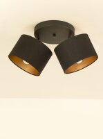 Deckenspot schwenkbar Stoff Schwarz Gold E27 L:45 cm