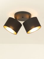 Deckenspot schwenkbar Stoff Schwarz Gold E27 L:45 cm