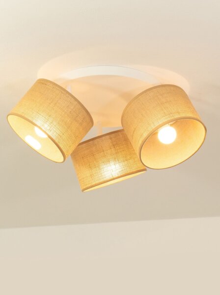 Deckenstrahler schwenkbar Stoff Beige E27 L:45 cm