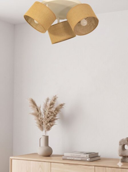 Deckenstrahler schwenkbar Stoff Beige E27 L:45 cm