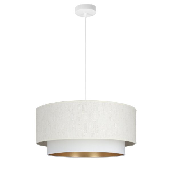 Pendelleuchte Samt Weiß Gold E27 Ø45 cm gemütlich