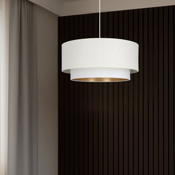 Pendelleuchte Samt Weiß Gold E27 Ø45 cm gemütlich