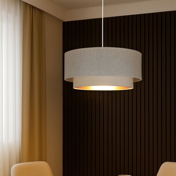 Pendelleuchte Samt Weiß Gold E27 Ø45 cm gemütlich