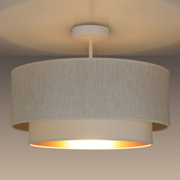 Deckenlampe Samt Weiß Gold E27 Ø45 cm gemütlich