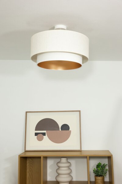 Deckenlampe Samt Weiß Gold E27 Ø45 cm gemütlich