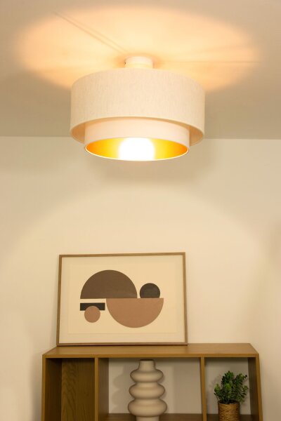 Deckenlampe Samt Weiß Gold E27 Ø45 cm gemütlich