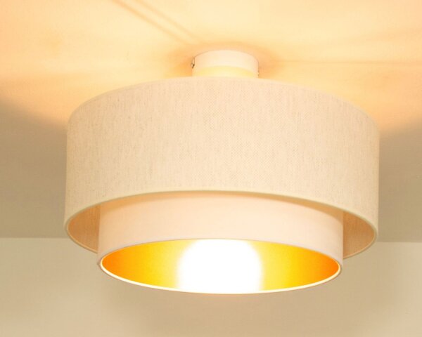 Deckenlampe Samt Weiß Gold E27 Ø45 cm gemütlich