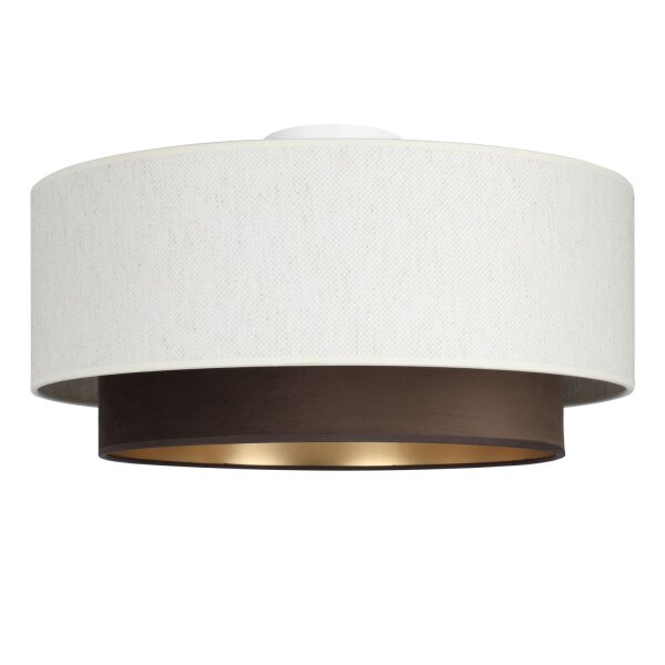 Deckenlampe Stoff Weiß Braun Gold E27 Ø45 cm wohnlich