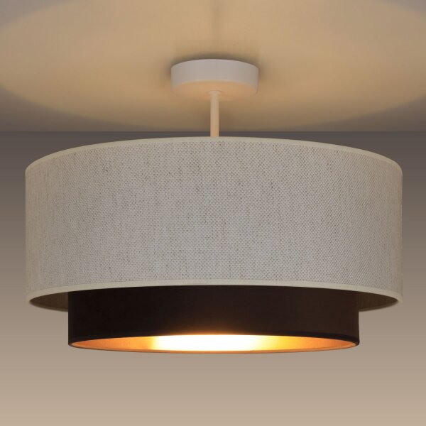 Deckenlampe Stoff Weiß Braun E27 Ø45 cm gemütlich