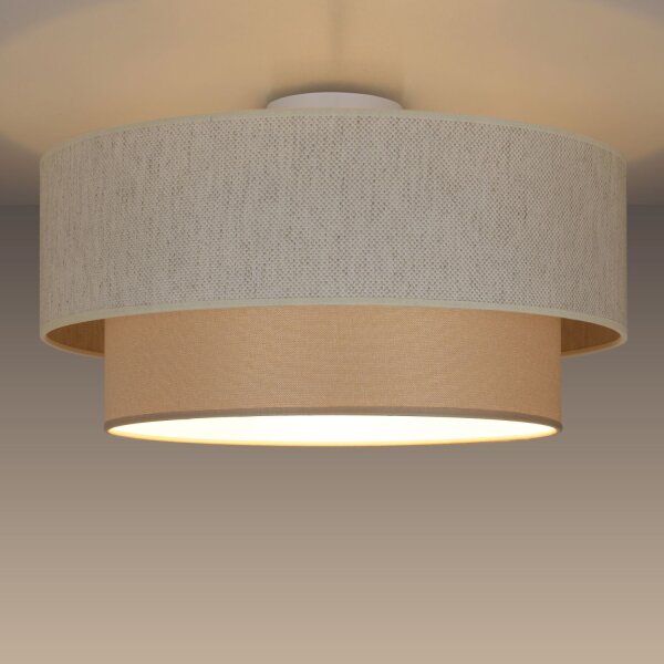 Deckenlampe Stoff Weiß Hellbeige E27 Ø45 cm wohnlich
