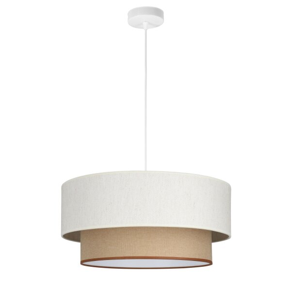 Pendelleuchte Stoff Beige Weiß E27 Ø45 cm wohnlich