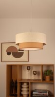 Pendelleuchte Stoff Beige Weiß E27 Ø45 cm...