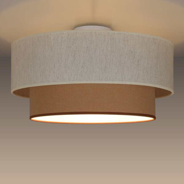 Deckenlampe Stoff Weiß Beige E27 Ø45 cm gemütlich
