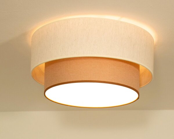 Deckenlampe Stoff Weiß Beige E27 Ø45 cm gemütlich