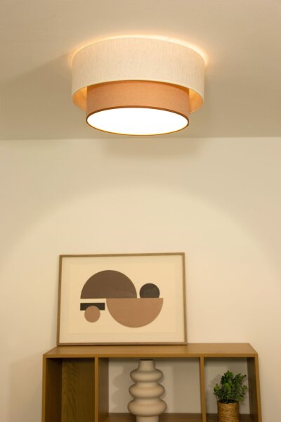 Deckenlampe Stoff Weiß Beige E27 Ø45 cm gemütlich