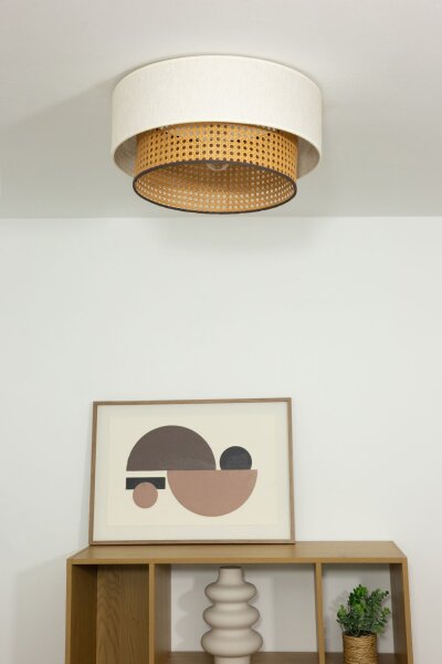 Deckenlampe Wiener Geflecht Weiß E27 Ø45 cm wohnlich