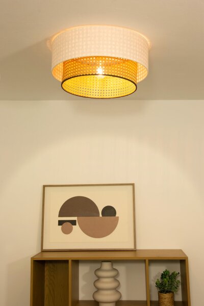 Deckenlampe Wiener Geflecht Weiß E27 Ø45 cm wohnlich