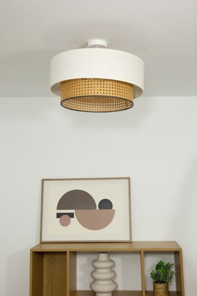 Deckenlampe Wiener Geflecht Weiß E27 Ø45 cm blendarm