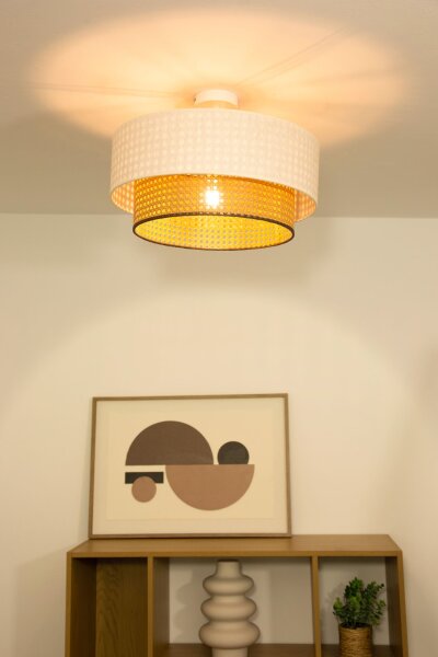 Deckenlampe Wiener Geflecht Weiß E27 Ø45 cm blendarm