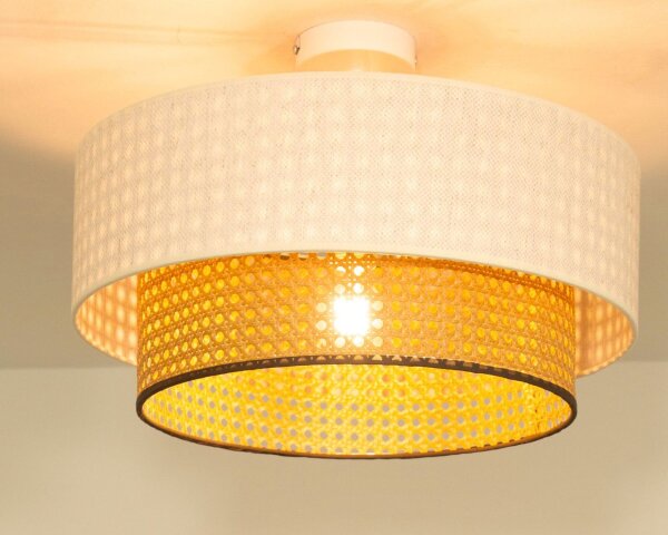 Deckenlampe Wiener Geflecht Weiß E27 Ø45 cm blendarm