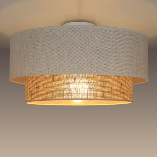 Deckenlampe blendarm Jute Weiß Beige E27 Ø45 cm