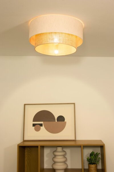 Deckenlampe blendarm Jute Weiß Beige E27 Ø45 cm