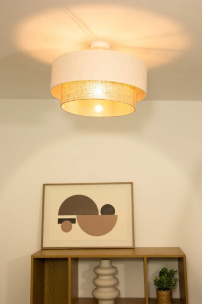 Deckenlampe Jute Weiß Beige E27 Ø45 cm gemütlich