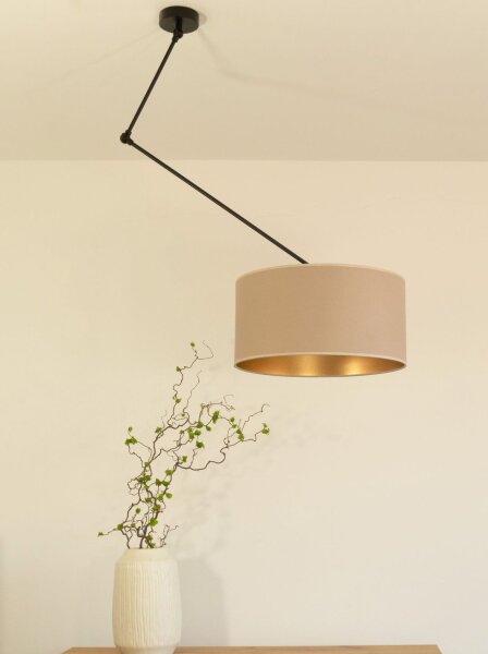 Deckenlampe flexibel Stoff Schwarz Gold E27 Ø40 cm