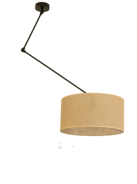 Deckenlampe verstellbar Stoff Schwarz Beige E27 Ø40 cm