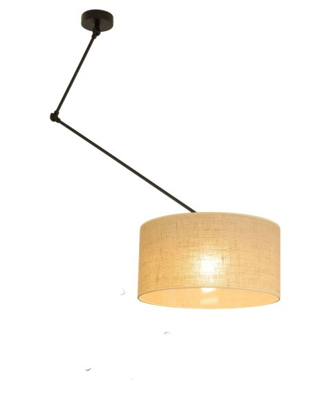Deckenlampe verstellbar Stoff Schwarz Beige E27 Ø40 cm