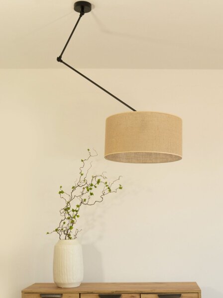 Deckenlampe verstellbar Stoff Schwarz Beige E27 Ø40 cm